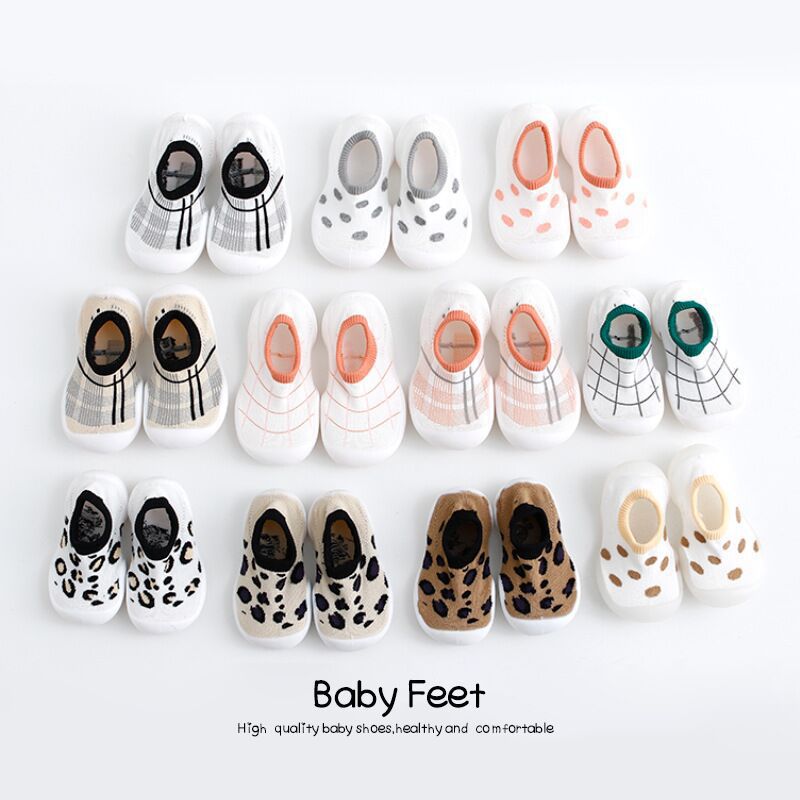 Baby Cartoon Anti-skid Floor Socks Spring and Autumn Leopard Print Children's Rubber Sole Shoes Baby Toddler Fashion Sock Shoes